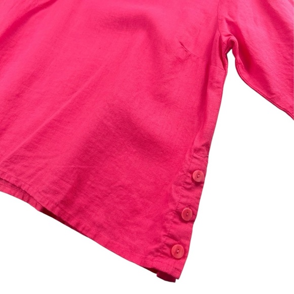 NWOT Flax Women's 3/4 Sleeve 100% Linen Tunic Shirt In Fuchsia Size Small - Picture 3 of 8